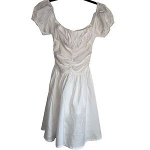 PRINCESS POLLY SIZE 2 XS WHITE MINI DRESS RUCHED FIT AND FLARE
